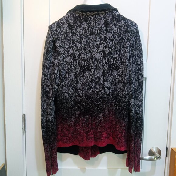 Aldo Martins Floral Knit Wool Blend Blazer with Zipper Sleeves and Pockets - Picture 2 of 8